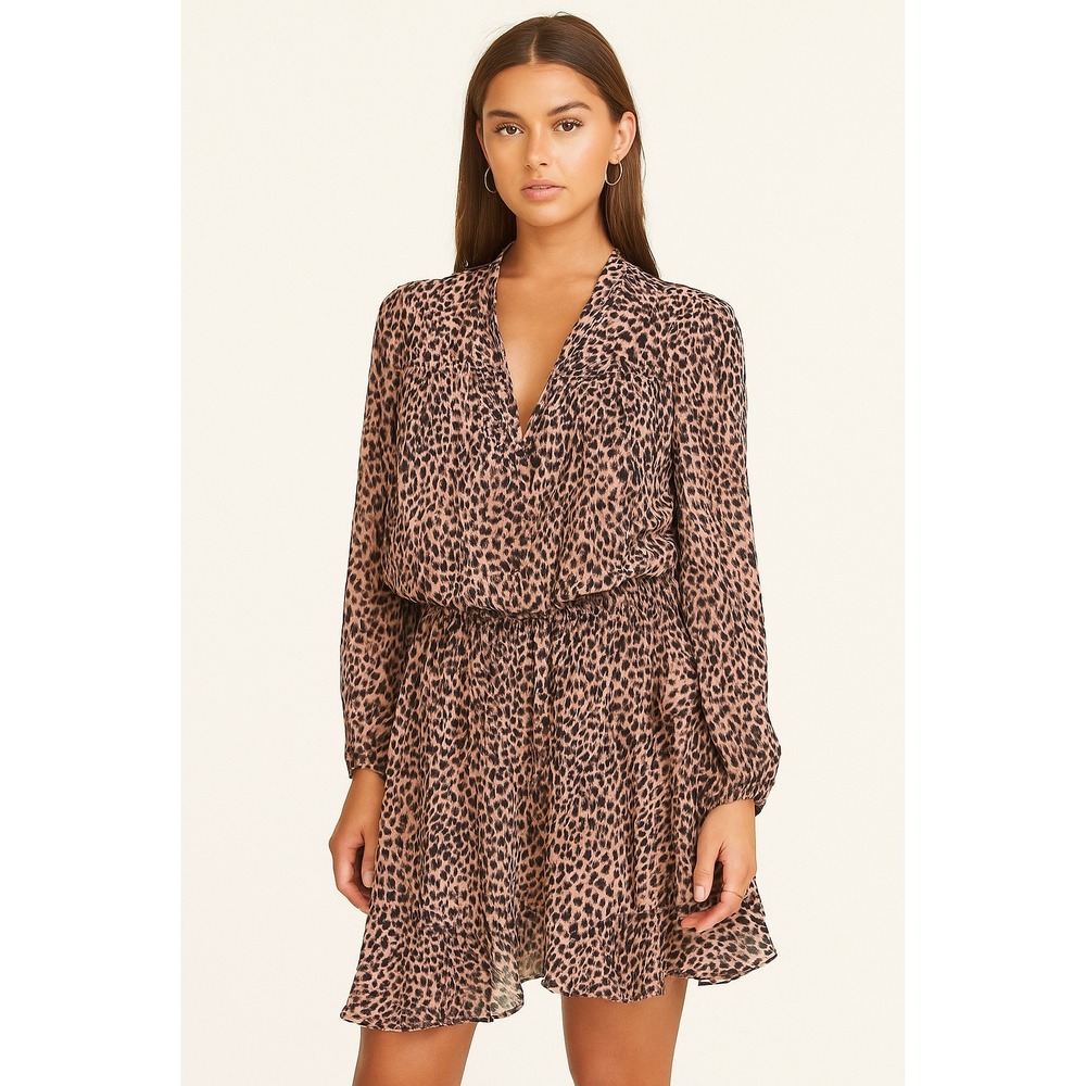 Fate Rose Faux Wrap Dress Sz Medium Pink  Leopard‎ Animal Print